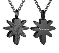 Customize Cremation Jewelry - Marijuana Leaves Urn Necklace for Ashes Stainless Steel Cremation Jewelry Memorial Necklace Human Ashes Keepsake Pendant Personalized Necklaces Engraved Names