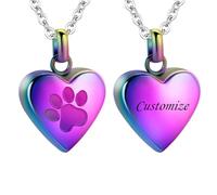 Customize Cremation Jewelry - Pet Heart Cremation Jewelry For Ashes For Dog/Cat Paw Urn Necklace Paw Print Pet Heart Urn Necklace Personalized Necklaces Engraved Names