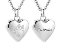 Customize Cremation Jewelry - Pet Heart Cremation Jewelry For Ashes For Dog/Cat Paw Urn Necklace Paw Print Pet Heart Urn Necklace Personalized Necklaces Engraved Names