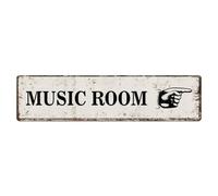 Customize Directional Street Sign, Personalized Directional Arrow Metal Tin Sign, Music Room Metal Wall Art For Indoor/Outdoor Use, 26 Colours, 4x16 Inch / 10x40cm, Rustic Decor For Door Room Indoor