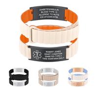 Customize Medical Alert Bracelet for Men Women, Engraving Medic Info ID Bracelet Comfort Fit Silicone Medic ID Wristband, Adjustable Emergency Medical Bracelets for Sports Outdoor Daily (Color7)