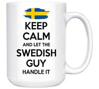 Customize Mugs - Swedish Gift for Men Grandpa dad Uncle Boyfriend White Coffee Mug - Keep Calm and Let The Swedish Guy Handle It