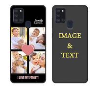 Customize Phone Case for Samsung Galaxy A21s 6.5 Inch Custom Pictures Anti-Drop Case Personalized Name Soft Case Gift for Family Men Women Photo Full Protective Cover Slim Fit Black
