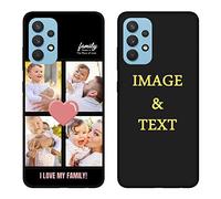 Customize Phone Case for Samsung Galaxy A32 4G 6.4 Inch Custom Pictures Anti-Drop Case Personalized Name Soft Case Gift for Family Men Women Photo Full Protective Cover Slim Fit Black