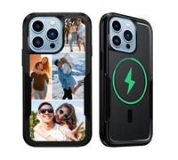 Customize Photo Case for iPhone 13 Pro Magnetic Compatible with Magsafe Military-Grade Drop Protection Custom Picture Collage Personalized Text Name Phone Cover Heavy Duty Tough Shockproof, Black
