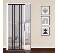 Customize Retractable Screen Door, Folding Sliding Front Doors with Secure Locking Latch Handle, Keeps Bugs Out, Seamless Interior Door for Your Opening(White,55x80in(139.7x203cm))