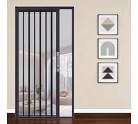 Customize Retractable Screen Door, Folding Sliding Front Doors with Secure Locking Latch Handle, Keeps Bugs Out, Seamless Interior Door for Your Opening(Black,25x80in(63.5x203cm))