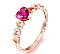 Customize Ring Lab Created Ruby Rings for Women Sterling Silver 18K Gold Hollow Heart Size Q 1/2 Solid Not Plated Fashion for Wife Cocktail Jewelry