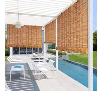 Customize Roll up Shades for Windows, Natural Bamboo Roman Shades Blackout with Accessories, 40-170cm Retro Bamboo Blinds with Lift, Breathable Handmade Privacy Screen For Outdoor Indoor(Carbonized)