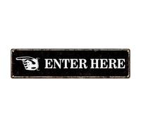 Customize Sign, Custom Road Sign, Enter Here Directional Gifts, 4 x 16 Inch, Indoor Outdoor Use, Choose Color And Personalized With Your Text, Decor For Garden, Door, Cafes, 10x40cm
