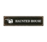 Customize Sign, Personalized Road Signs, Haunted House Directional Gifts, 4 x 16 Inch, Weather-Proof, Choose Color And Custom With Your Text, Decor For Household, Living Room, Shop, 10x40cm