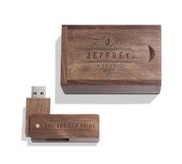 Customize USB stick with Engraved Solid Wood Box USB 3.0 Flash Drive Wooden USB Memory Stick with Personalized Gift Box Engraving for Weddings, Anniversaries, Graduations, Birthdays (Walnut C, 32GB)