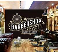 Customize Wallpaper 3D Effect Barber Shop Hairdressing Wallpaper Art Mural Simple Black Wallpaper Self-Adhesive Living Room Wall Murals Poster 250x175cm