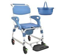 Customize What You Need 4 in 1 Shower Chair with Wheels, Foldable Bedside Commode Chair with Arms, Portable Rolling Commode Chair for Elderly Disabled Handicap, Weight Capacity 330lbs