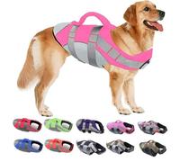 Customize what you need Dog Life Jacket - Ripstop Pet Floatation Vest with Rescue Handle & Reflective Stripes for Small, Medium & Large Dogs - Ideal for Pool, Beach & Boating - Purple(Black,L)