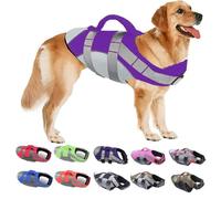 Customize what you need Dog Life Jacket - Ripstop Pet Floatation Vest with Rescue Handle & Reflective Stripes for Small, Medium & Large Dogs - Ideal for Pool, Beach & Boating - Purple(Black,L)