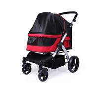 Customize What You Need Large Dog Stroller - Pet Gear Travel Stroller for Two Cats - Breathable Oxford Cloth - Aluminum Alloy Frame - Supports Up to 30kg(Red)