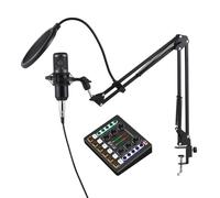 Customize what you need Podcast Equipment Bundle Condenser Mic with Live Sound Card Kit Plug and Play Podcast Microphone Voice Changer Live Sound Card for Living Broadcast Recording Singing Gaming(Bla