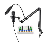 Customize what you need Podcast Equipment Bundle Condenser Mic with Live Sound Card Kit Plug and Play Podcast Microphone Voice Changer Live Sound Card for Living Broadcast Recording Singing Gaming(Whi
