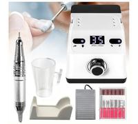 Customize What You Need Professional Electric Nail File Drill - 35000 RPM Manicure Tool with Bits Set, Pedal, Cup & Holder for Acrylic & Gel Nails(White)