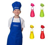 Customized 1 Set Kids Chef Uniform Black Baking Apron Horseshoes Painting Clothes Set Hat Children Painting Clothes Print Chef Hat Party Cooking Apron Clothing, Personalised With Any Name Kids Apron
