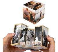 Customized 11 pcs Photo Personalization Cube 3D Photo Puzzle Foldable Rotatable Wooden Photo Cube Gifts for Kids Family Girlfriend Birthday Anniversiry Decor