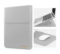 Customized 15-16" Laptop Sleeve Personalized Name Initials PU Leather Bag Case for MacBook Pro 16 15 inch 2019-2021 A2485 A2141 A1990 A1707 A1398 with Stand for ASUS Vivobook for HP 15.6" PC Grey