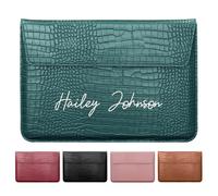 Customized 15.6-16 inch Laptop Sleeve Case with Stand for MacBook Air 15 inch M4 M3 for Hp for Lenovo for Dell for Acer Add Your Own Name Signature Text Slim Bag Cover Crocodile PU Leather Gift Idea