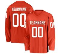 Customized Adult/Kids Personalized Number Name Logo Team Ice Hockey Jersey,Custom Ice Hockey Practice Shirts for Mens Boys Orange