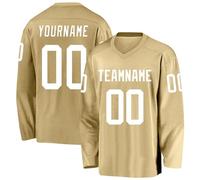 Customized Adult/Kids Personalized Number Name Logo Team Ice Hockey Jersey,Custom Ice Hockey Practice Shirts for Mens Boys Khaki