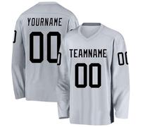 Customized Adult/Kids Personalized Number Name Logo Team Ice Hockey Jersey,Custom Ice Hockey Practice Shirts for Mens Boys Silver