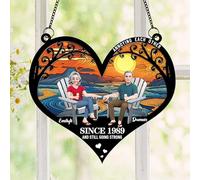 Customized Annoying Each Other Since and Still Going Strong Couple Suncatcher, Personalized Valentine's Day Anniversary Cartoon Couple Sun Catcher Windows Hanging Ornament Gifts for Husband Wife