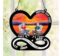 Customized Annoying Each Other Since and Still Going Strong Couple Suncatcher, Personalized Valentine's Day Anniversary Cartoon Couple Sun Catcher Windows Hanging Ornament Gifts for Husband Wife