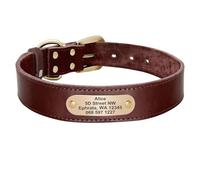 Customized Anti-Lost Adjustable Labrador Shiba Inu Pitbull Shepherd Dog Collar Personalized Pet ID Tag Nameplate Collar,Brown,M