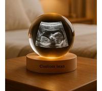 Customized B-Ultrasound Photo 3D Crystal Ball,3D Ultrasound Crystal Photo Engraved with Led Light Base,Custom Night Light for Baby Shower,Wedding,Anniversary,Birthday,Personalized Gift (8cm .15")