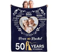 Customized Best 50th Anniversary Blanket Gifts for Couple Parents, Custom 50th Wedding, Personalised Blanket with Photo, Golden 50 Years of Marriage Blankets (50th Year)