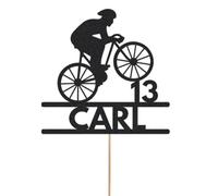 Customized Bicycle Birthday Cake Topper | Personalized Name and Age | Edile Cake Decorations | Black Colour Topper