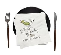Customized Birthday Napkins Personalized Birthday Party Custom Napkins 3 Ply 5×5 Inches Print Olives Custom Text Happy Birthday Cocktail Party Table Decorations