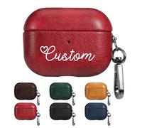 Customized Case for AirPods Pro 2/Pro Personalized Name Signature Cover for AirPods 4 3 2 1 with Keychain Oil Wax Leather Luxury Vintage Full Body Shockproof Protective Gift for Family Friends Loved