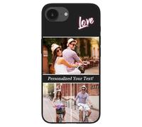 Customized Case for Apple iPhone 17e - Personalize Photo Custom Picture with Words & iCon, Protective Silicone TPU, Slim Soft Shockproof 17 E/16E Cases Unique Gift for Him Her Couple, Black