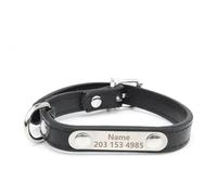 Customized Cat Dog Anti-Lost PU Leather Collar With ID Name Phone Number Tag For Shiba Inu Bulldog Beagle Poodle,black,XS