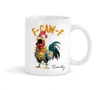 Customized Caw-F Chicken Ceramic Coffee Mug,Personalized Caw-F Spoof Ceramic Coffee Mug,Customized Name Crazy Rooster Chicken Humor Sarcastic Coffe e Cup Gift for Office Worker Friends