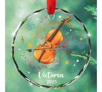 Customized Cello Musical Glass Christmas Ornament 2025, Personalized Text/Year/Name Cellist Ornaments Gift for Women Men Dad Mom Daughter Son Cello Player, Unique Cellos Instrument Glass Ornament