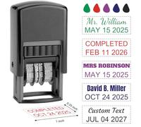 Customized Date Stamp with Personalized Signature Name,Self-Inking Signature Date Stamper for Business Office,1 Line of Custom Text for Invoices,Books,Planning,Multiple Fonts & Ink Colors