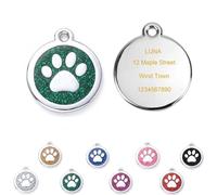 Customized Dog ID Tags for Pet, Personalized Engraved Pet Name Adress Number Info, Cute Dog Cat Paw Shape Tags, Green, 1 Pack