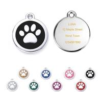 Customized Dog ID Tags for Pet, Personalized Engraved Pet Name Adress Number Info, Cute Dog Cat Paw Shape Tags, Black, 1 Pack
