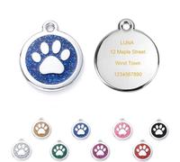 Customized Dog ID Tags for Pet, Personalized Engraved Pet Name Adress Number Info, Cute Dog Cat Paw Shape Tags, Blue, 1 Pack