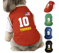 Customized Dog T-Shirt ，Personalised with Name Number or Logo Football Jersey for Small Medium Large Dogs,Cat,Breathable Gym Shirt,Sleeveless Soccer Vest (Red)