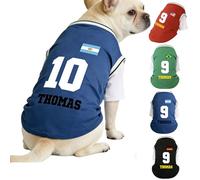 Customized Dog T-Shirt ，Personalised with Name Number or Logo Football Jersey for Small Medium Large Dogs,Cat,Breathable Gym Shirt,Sleeveless Soccer Vest (Blue)