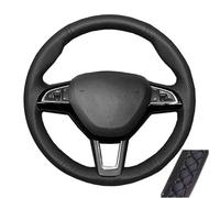 Customized Factory Leather Car Steering Wheel Cover For Octavia For Fabia For Rapid Spaceback For Superb (3-Spoke) Breathable(Black Thread)